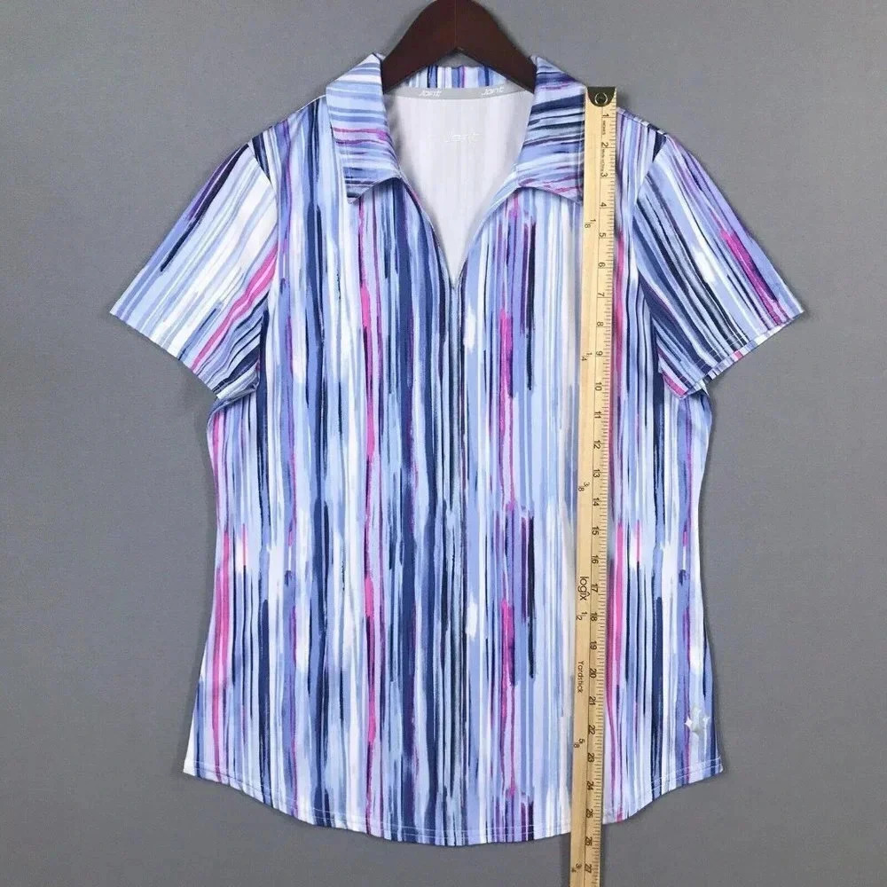 Jofit Golf Top Women Size Small Short Sleeve Collared Athletic Polo Shirt Blue - Picture 13 of 15